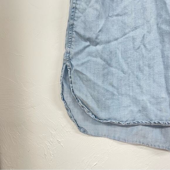 Cloth & Stone Chambray Short Sleeve Womens Blouse S Boho Beachy Coastal Cowboy - Picture 3 of 9
